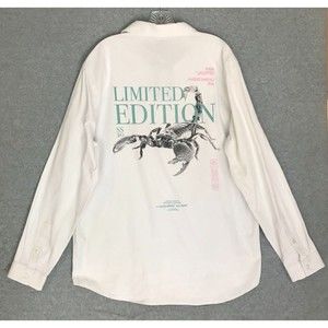 NEW BooHoo MAN Scorpion Shirt Mens XL White Long‎ Sleeve Button Up Ltd Edition